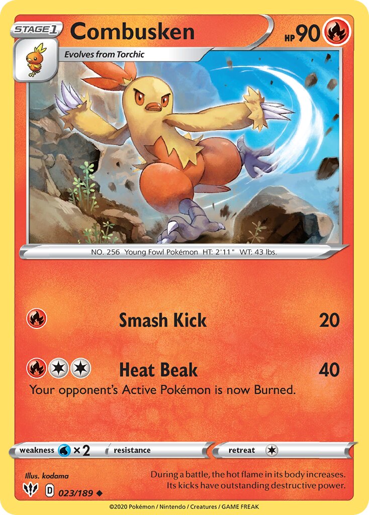 Combusken 023/189 — Darkness Ablaze (English Pokémon TCG card)