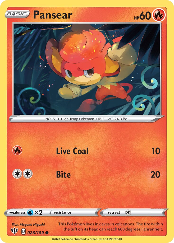 Pansear 026/189 — Darkness Ablaze (English Pokémon TCG card)