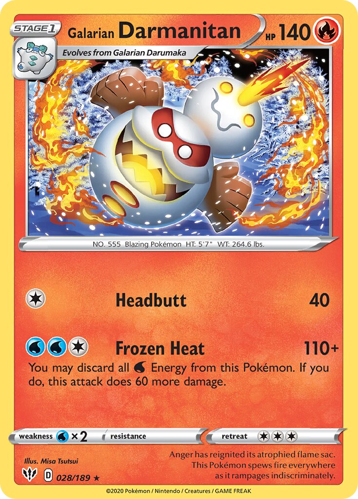 Galarian Darmanitan 028/189 — Darkness Ablaze (English Pokémon TCG card)