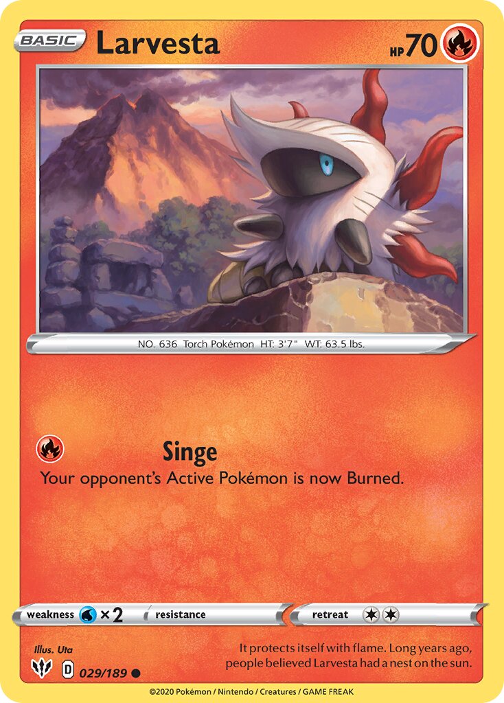 Larvesta 029/189 — Darkness Ablaze (English Pokémon TCG card)