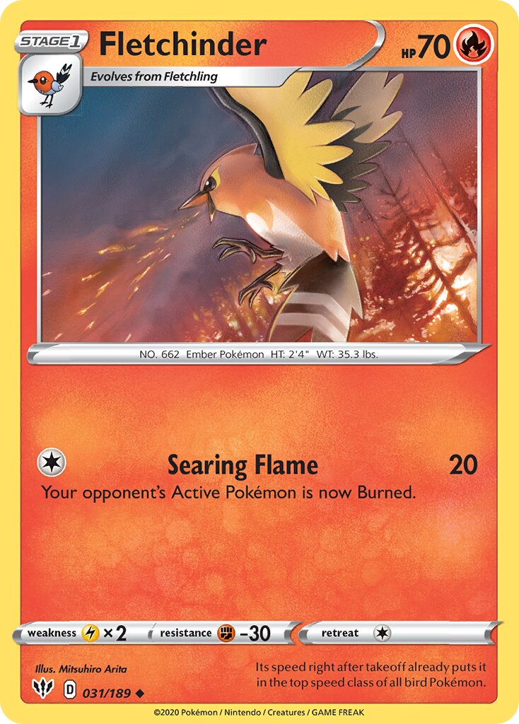 Fletchinder 031/189 — Darkness Ablaze (English Pokémon TCG card)