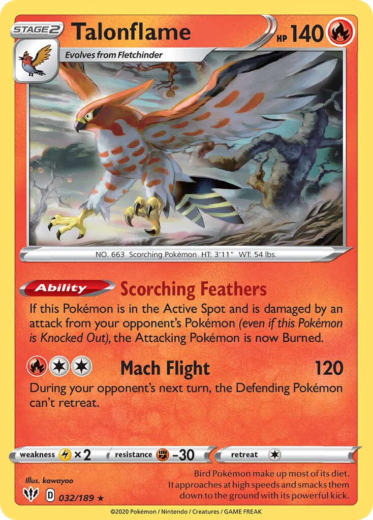 Talonflame 032/189 — Darkness Ablaze (English Pokémon TCG card)