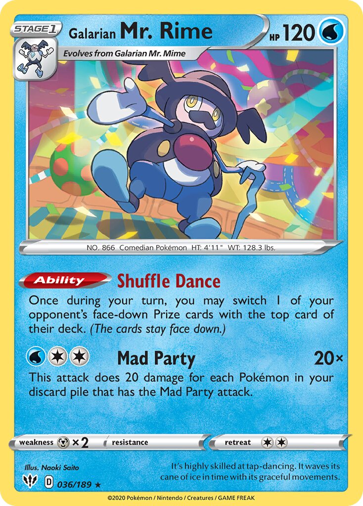 Galarian Mr. Rime 036/189 — Darkness Ablaze (English Pokémon TCG card)