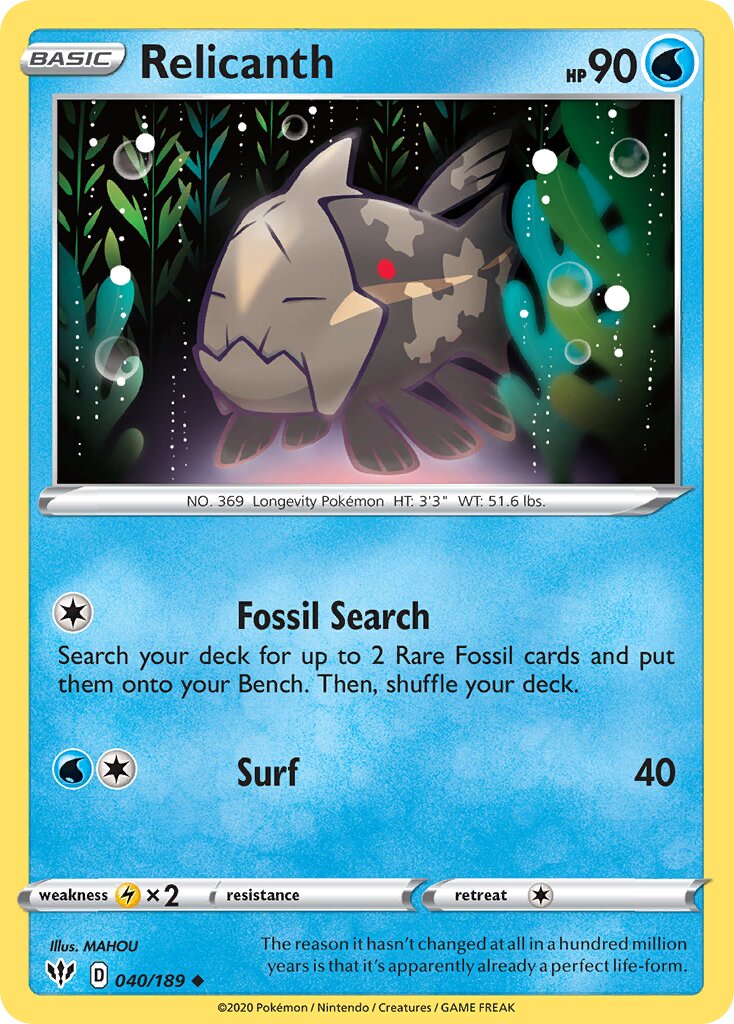 Relicanth 040/189 — Darkness Ablaze (English Pokémon TCG card)