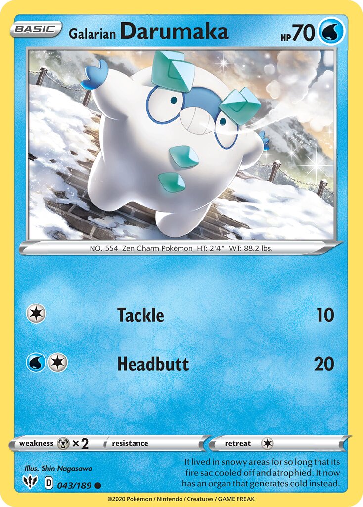 Galarian Darumaka 043/189 — Darkness Ablaze (English Pokémon TCG card)