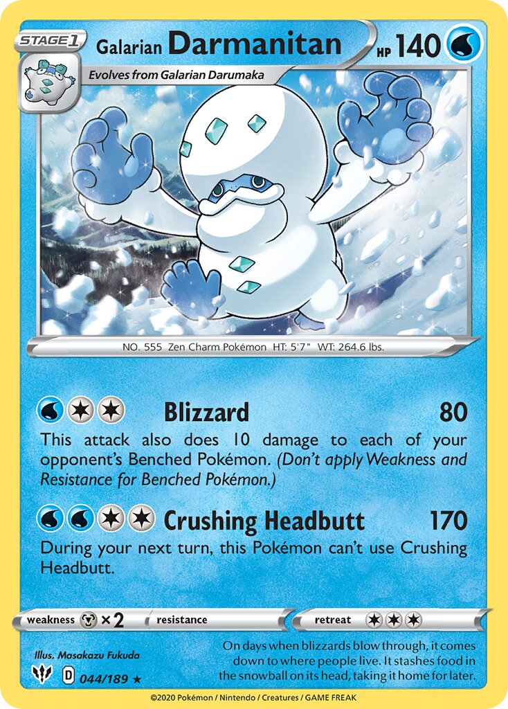 Galarian Darmanitan 044/189 — Darkness Ablaze (English Pokémon TCG card)
