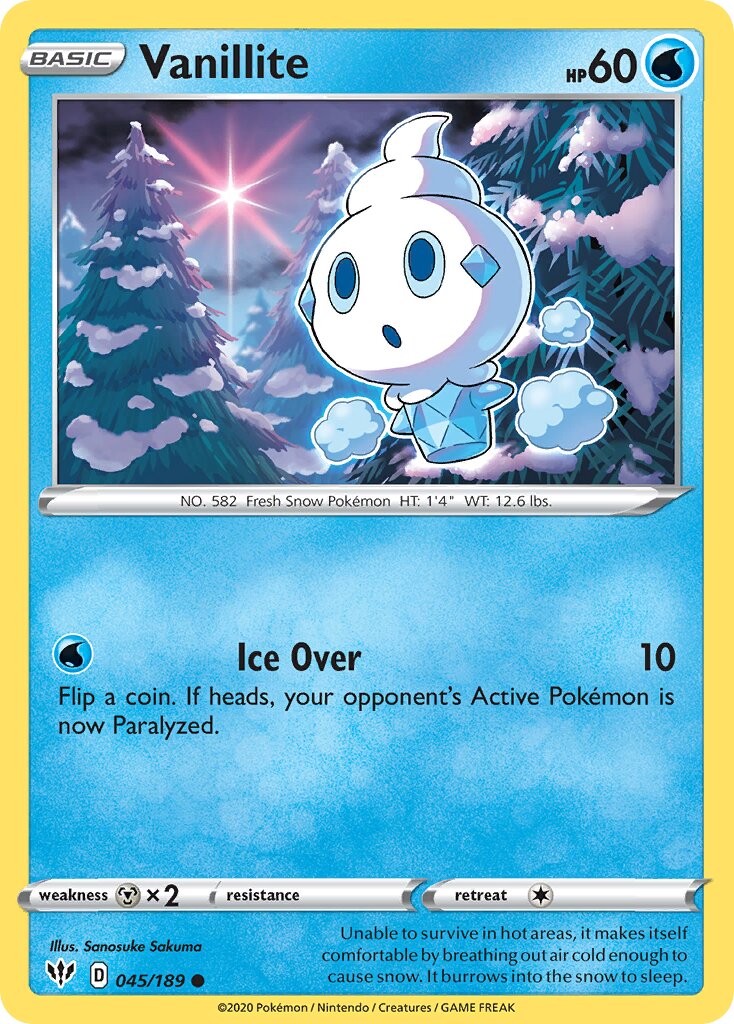 Vanillite 045/189 — Darkness Ablaze (English Pokémon TCG card)