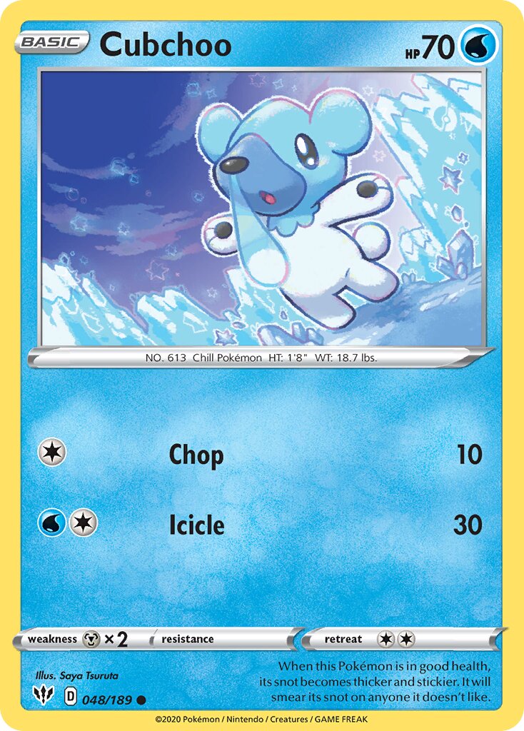 Cubchoo 048/189 — Darkness Ablaze (English Pokémon TCG card)