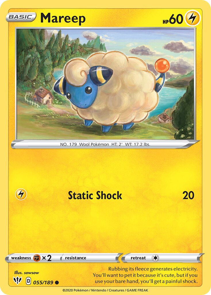 Mareep 055/189 — Darkness Ablaze (English Pokémon TCG card)