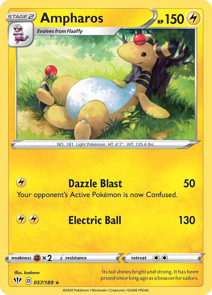 Ampharos 057/189 — Darkness Ablaze (English Pokémon TCG card)
