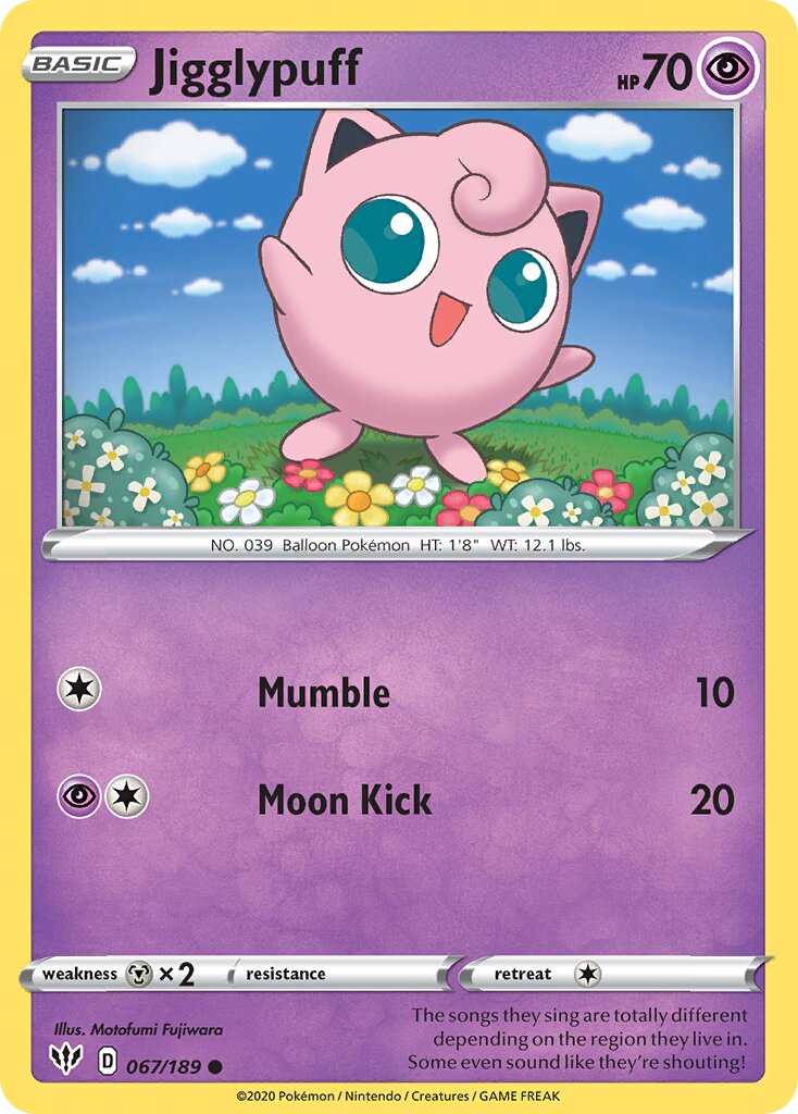 Jigglypuff 067/189 — Darkness Ablaze (English Pokémon TCG card)