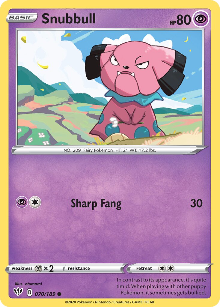 Snubbull 070/189 — Darkness Ablaze (English Pokémon TCG card)