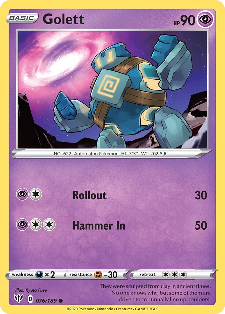 Golett 076/189 — Darkness Ablaze (English Pokémon TCG card)