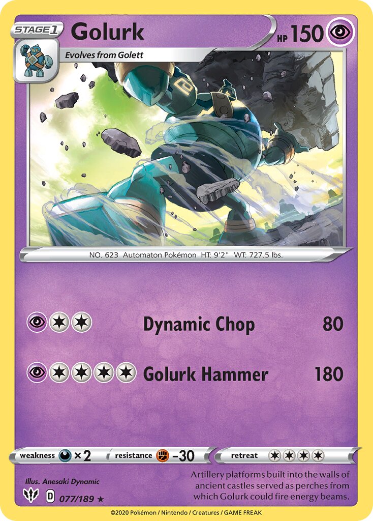 Golurk 077/189 — Darkness Ablaze (English Pokémon TCG card)