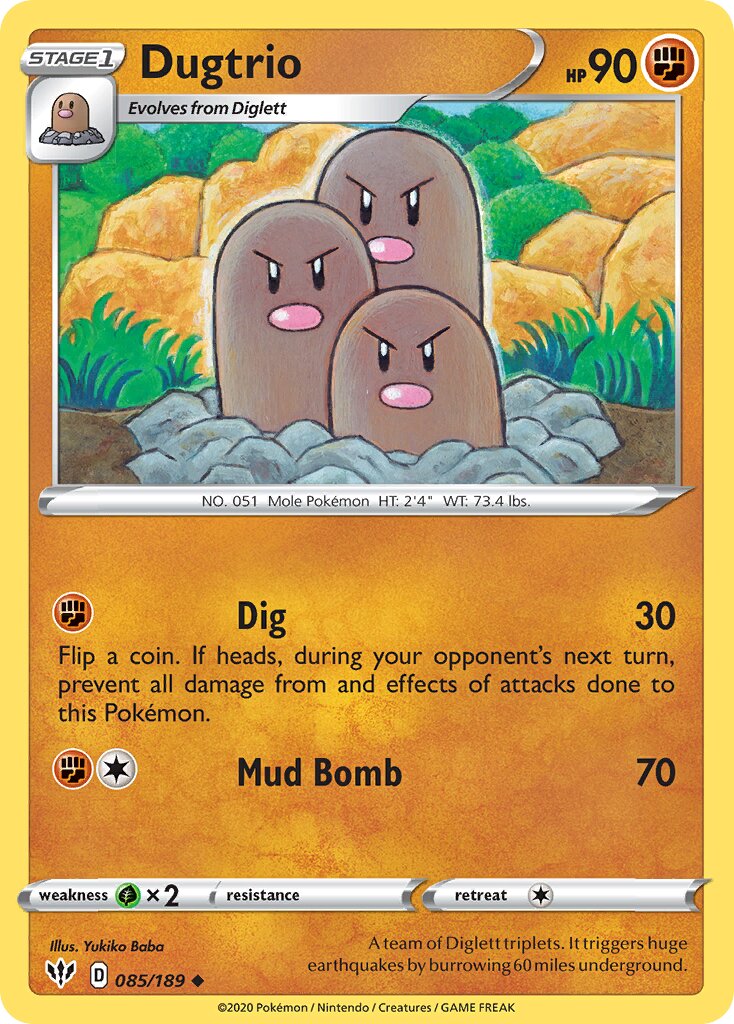 Dugtrio 085/189 — Darkness Ablaze (English Pokémon TCG card)