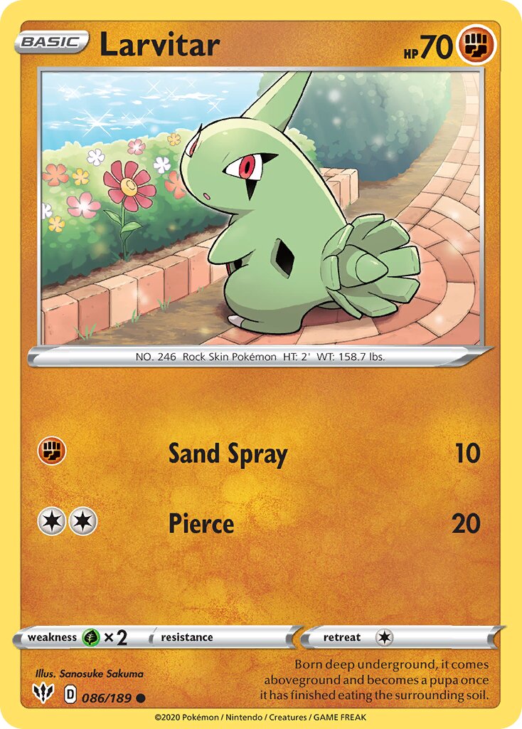 Larvitar 086/189 — Darkness Ablaze (English Pokémon TCG card)