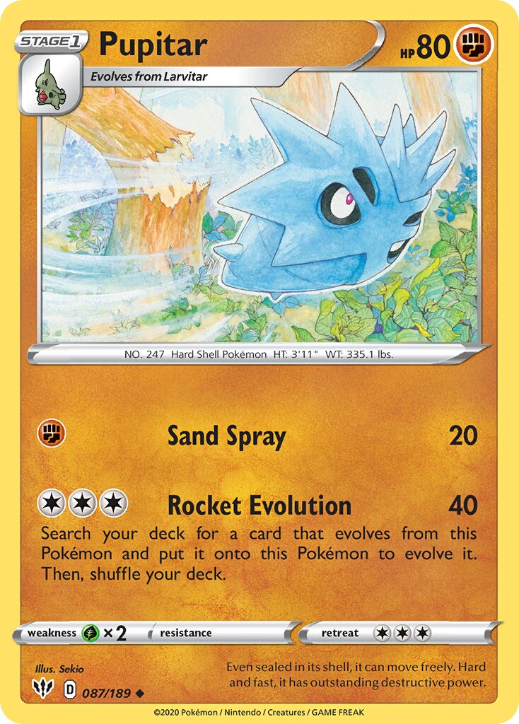 Pupitar 087/189 — Darkness Ablaze (English Pokémon TCG card)