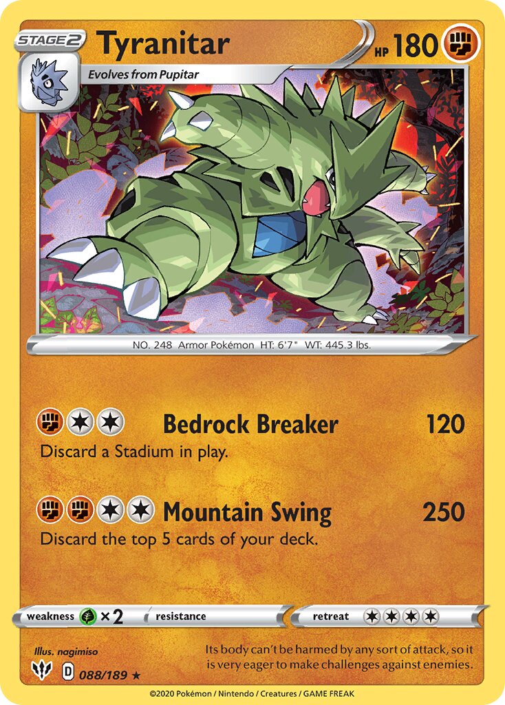 Tyranitar 088/189 — Darkness Ablaze (English Pokémon TCG card)