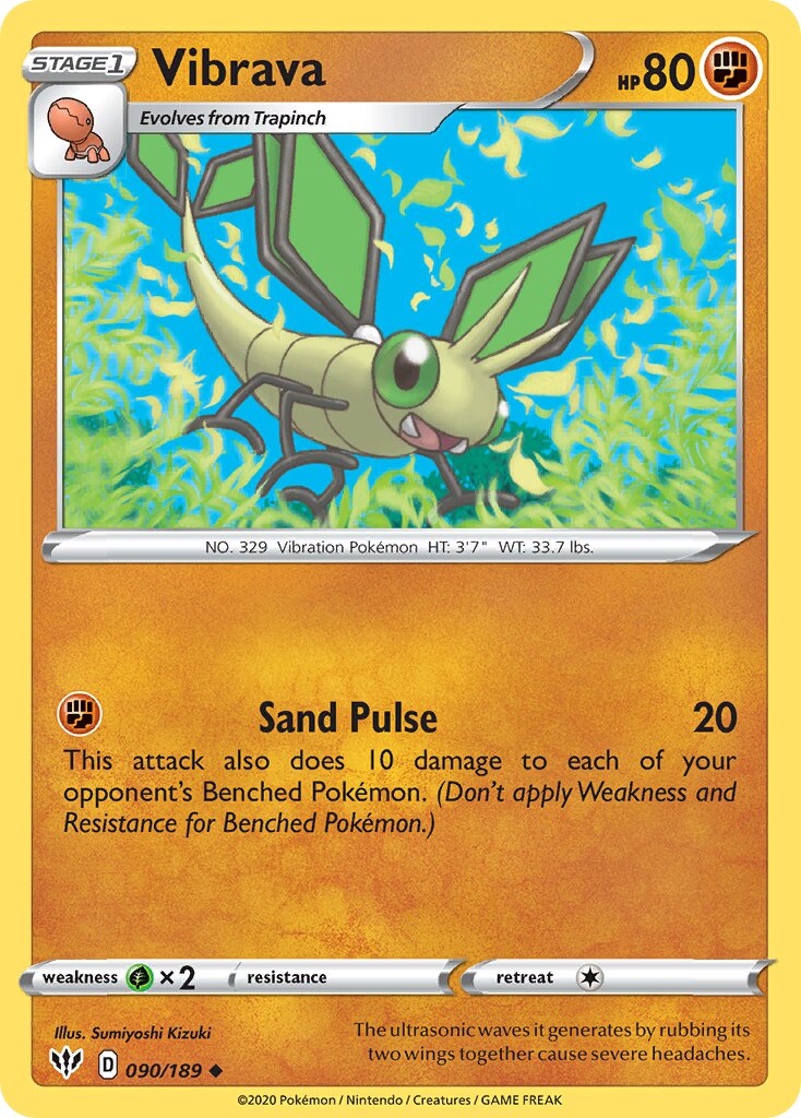 Vibrava 090/189 — Darkness Ablaze (English Pokémon TCG card)