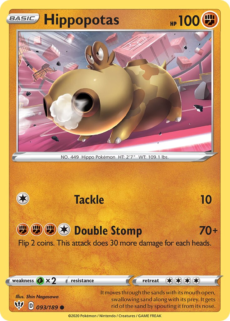 Hippopotas 093/189 — Darkness Ablaze (English Pokémon TCG card)