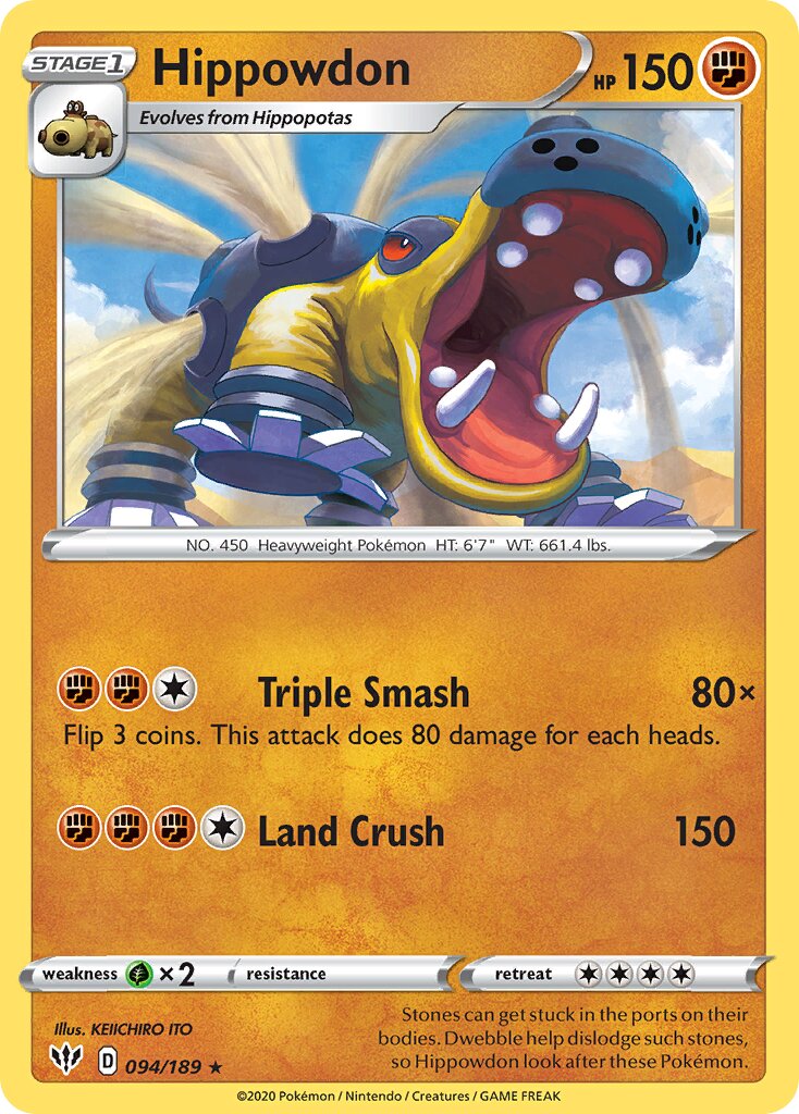 Hippowdon 094/189 — Darkness Ablaze (English Pokémon TCG card)