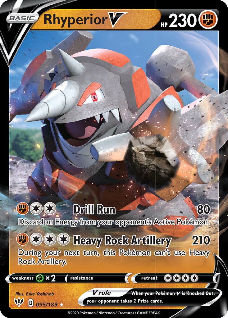 Rhyperior V 095/189 — Darkness Ablaze (English Pokémon TCG card)