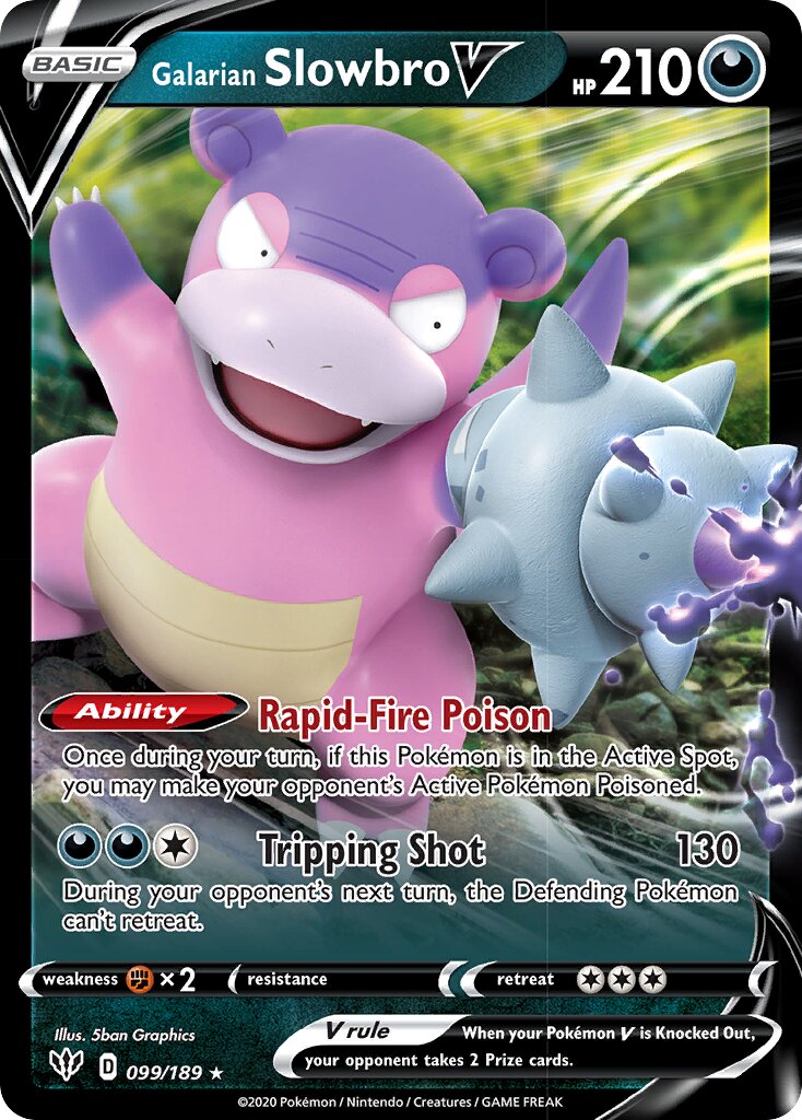 Galarian Slowbro V 099/189 — Darkness Ablaze (English Pokémon TCG card)