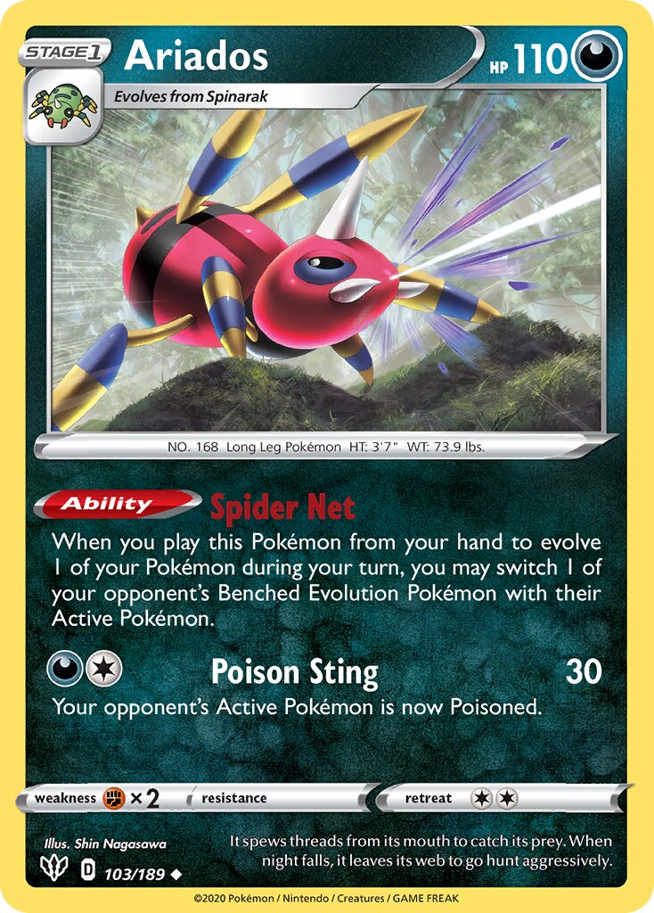 Ariados 103/189 — Darkness Ablaze (English Pokémon TCG card)