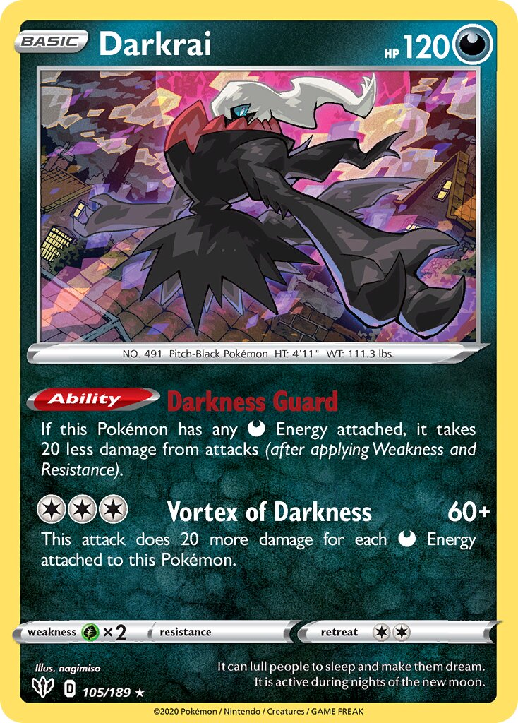 Darkrai 105/189 — Darkness Ablaze (English Pokémon TCG card)