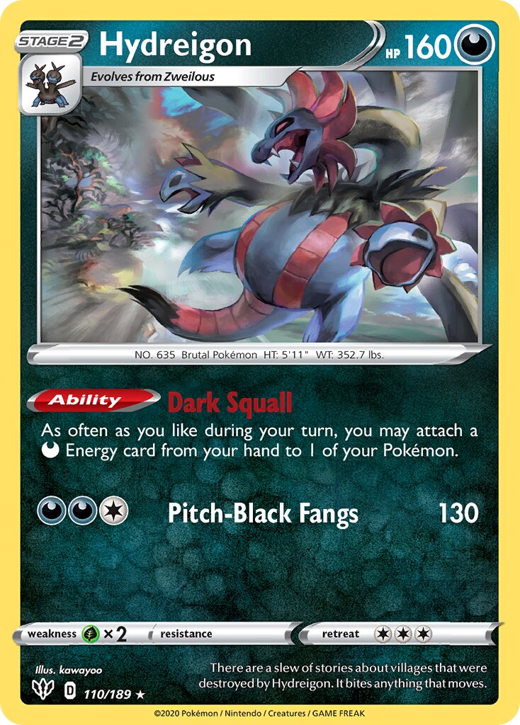 Hydreigon 110/189 — Darkness Ablaze (English Pokémon TCG card)
