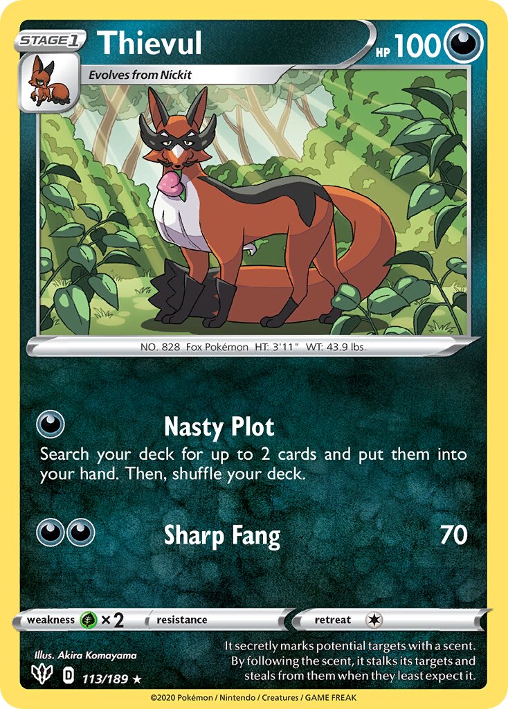 Thievul 113/189 — Darkness Ablaze (English Pokémon TCG card)