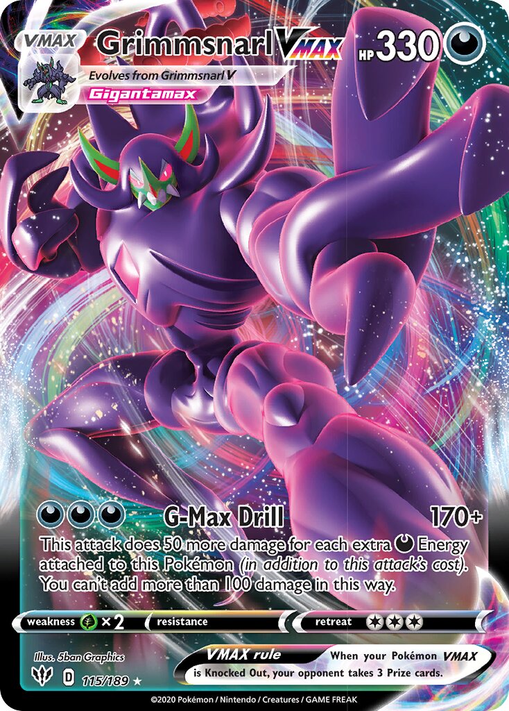 Grimmsnarl VMAX 115/189 — Darkness Ablaze (English Pokémon TCG card)