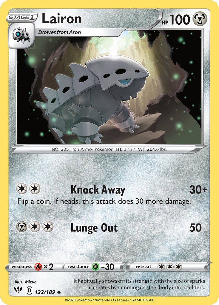 Lairon 122/189 — Darkness Ablaze (English Pokémon TCG card)