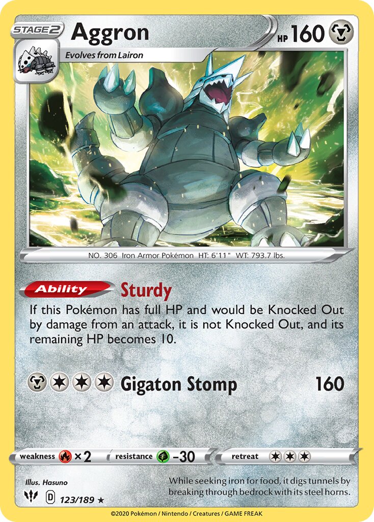 Aggron 123/189 — Darkness Ablaze (English Pokémon TCG card)