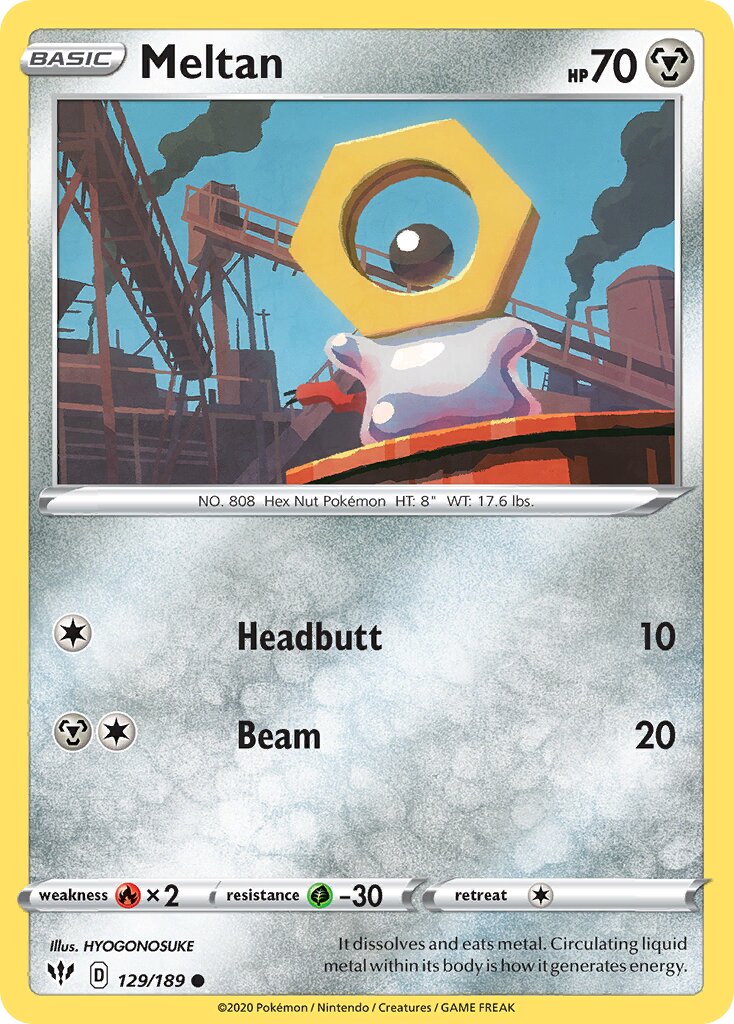 Meltan 129/189 — Darkness Ablaze (English Pokémon TCG card)