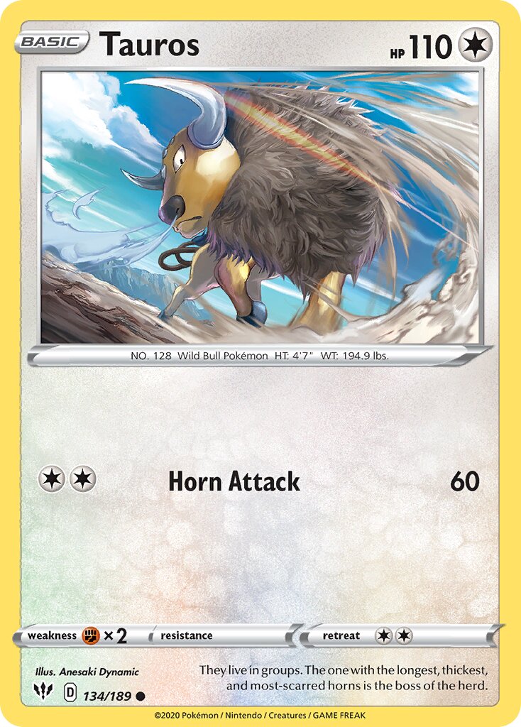 Tauros 134/189 — Darkness Ablaze (English Pokémon TCG card)
