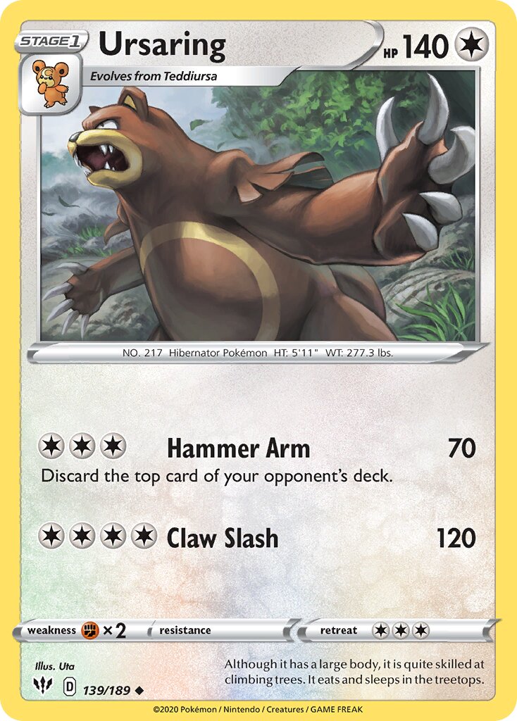 Ursaring 139/189 — Darkness Ablaze (English Pokémon TCG card)