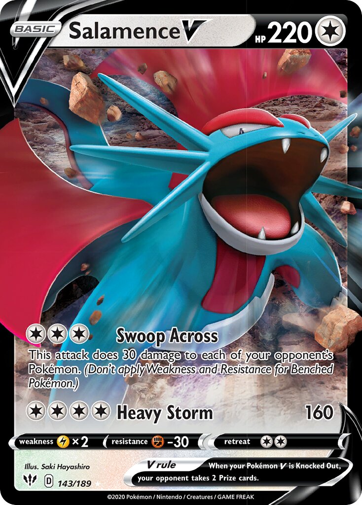Salamence V 143/189 — Darkness Ablaze (English Pokémon TCG card)