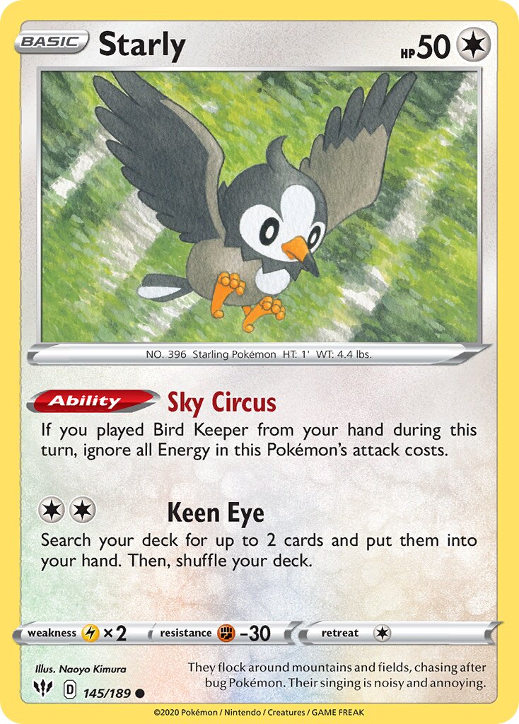 Starly 145/189 — Darkness Ablaze (English Pokémon TCG card)