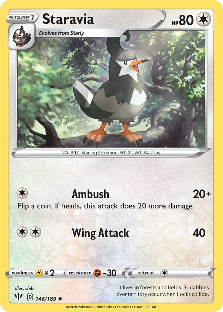 Staravia 146/189 — Darkness Ablaze (English Pokémon TCG card)