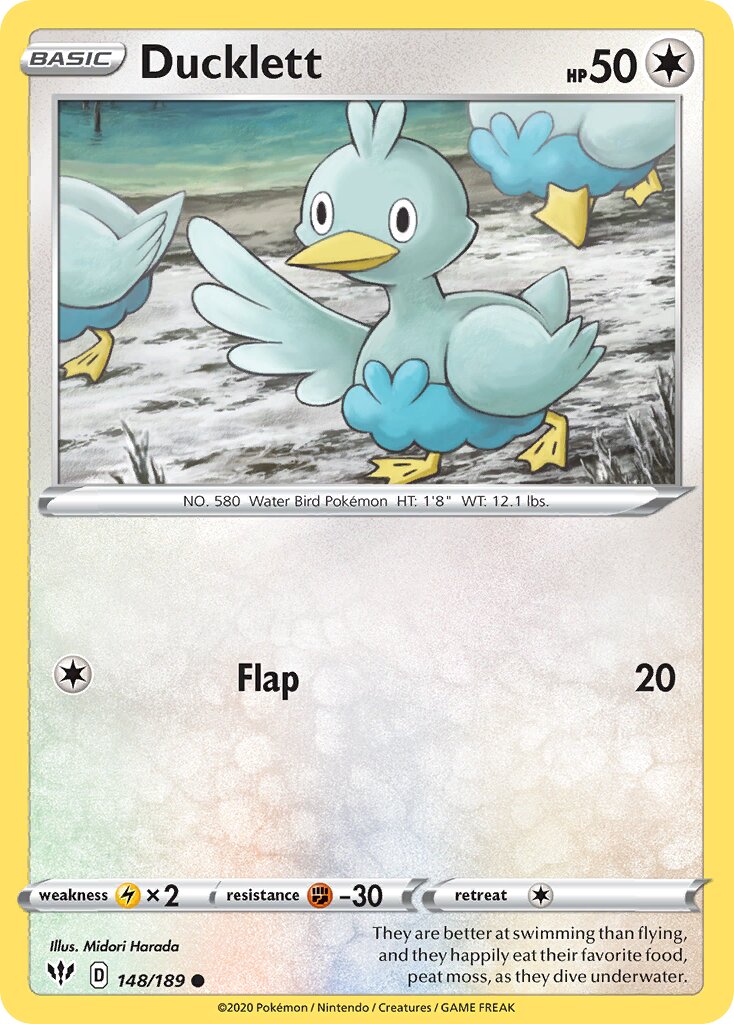 Ducklett 148/189 — Darkness Ablaze (English Pokémon TCG card)