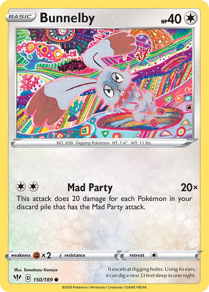 Bunnelby 150/189 — Darkness Ablaze (English Pokémon TCG card)