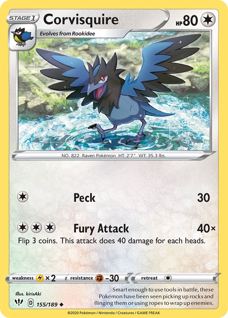 Corvisquire 155/189 — Darkness Ablaze (English Pokémon TCG card)