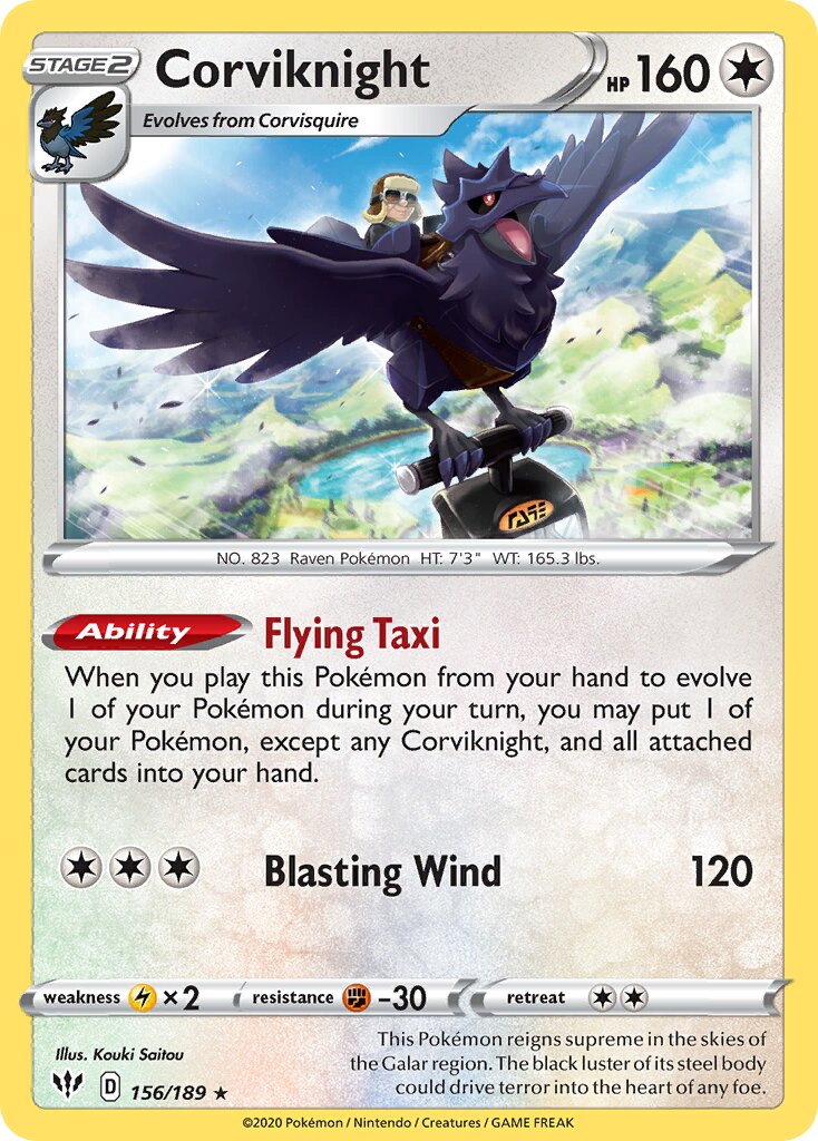 Corviknight 156/189 — Darkness Ablaze (English Pokémon TCG card)