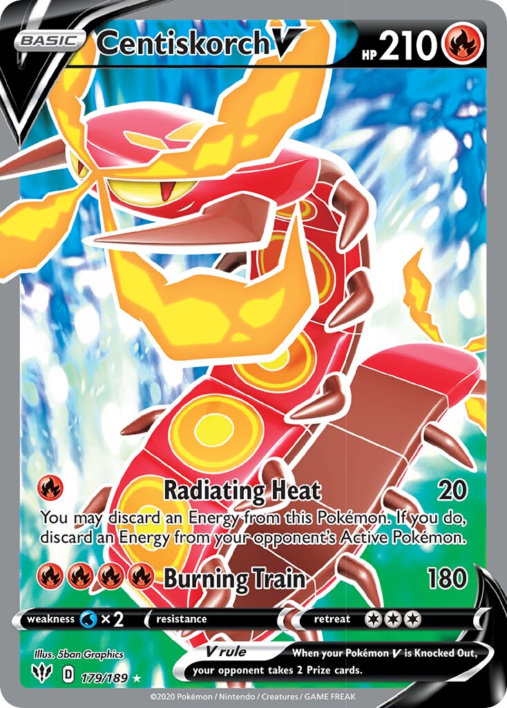 Centiskorch V 179/189 — Darkness Ablaze (English Pokémon TCG card)