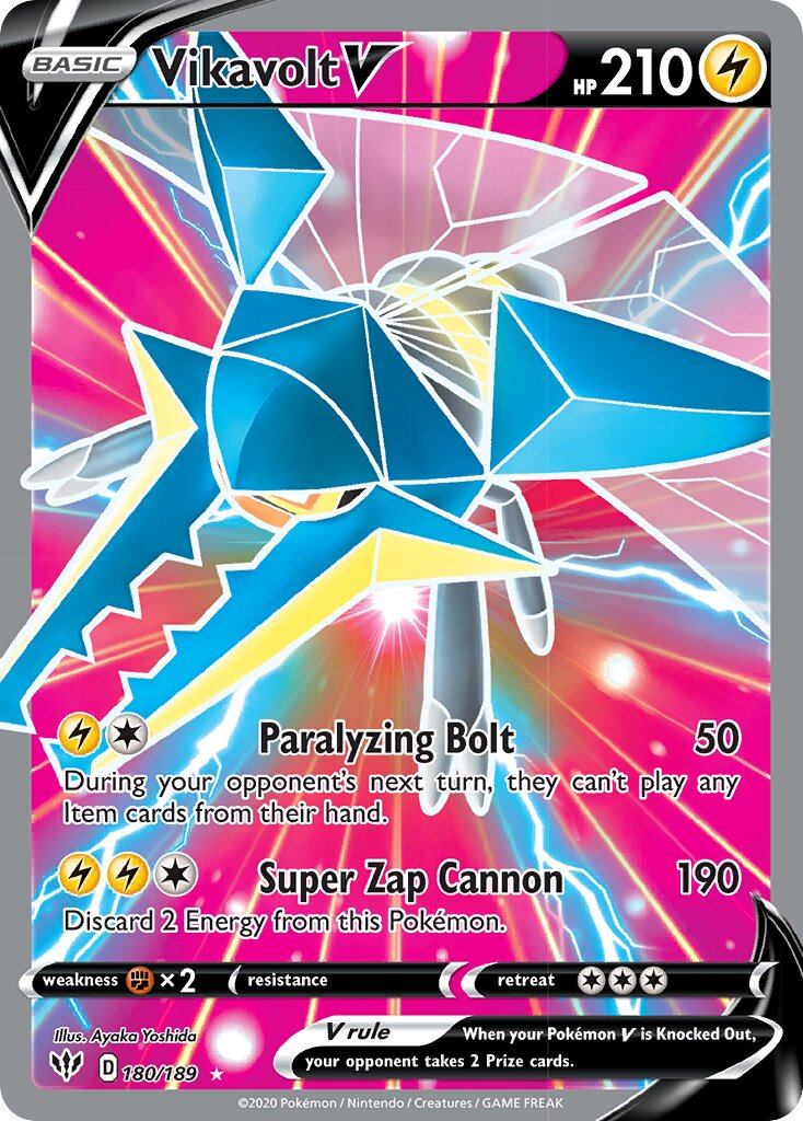 Vikavolt V 180/189 — Darkness Ablaze (English Pokémon TCG card)