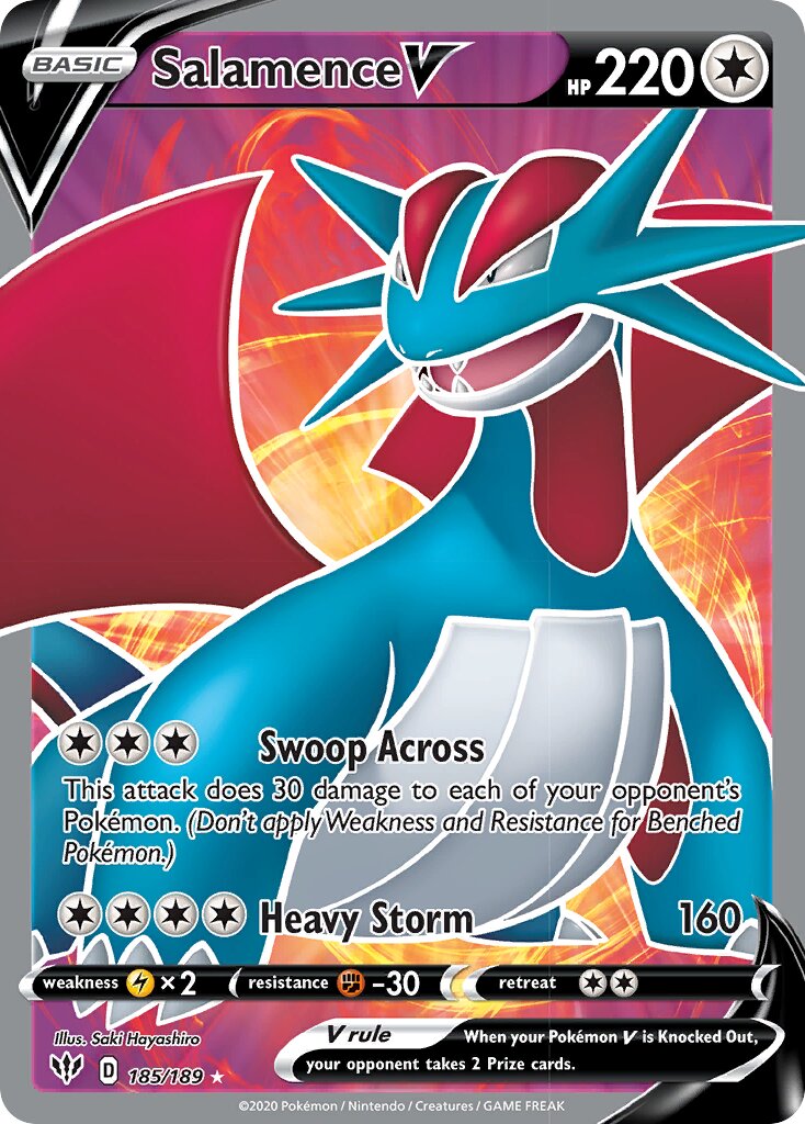 Salamence V 185/189 — Darkness Ablaze (English Pokémon TCG card)