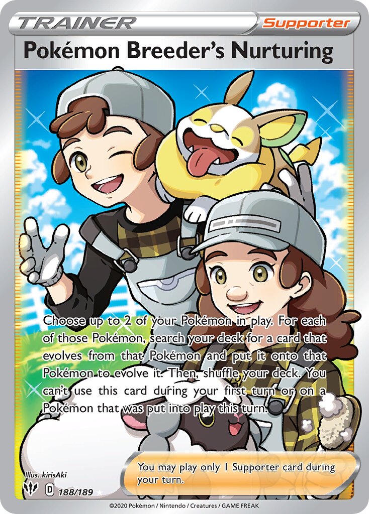 Pokémon Breeder's Nurturing 188/189 — Darkness Ablaze (English Pokémon TCG card)