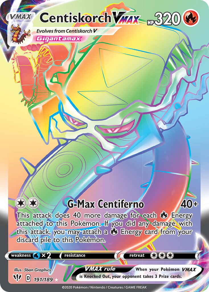 Centiskorch VMAX 191/189 — Darkness Ablaze (English Pokémon TCG card)