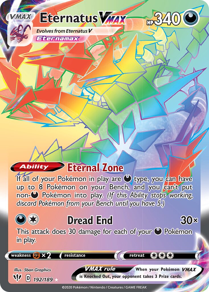 Eternatus VMAX 192/189 — Darkness Ablaze (English Pokémon TCG card)